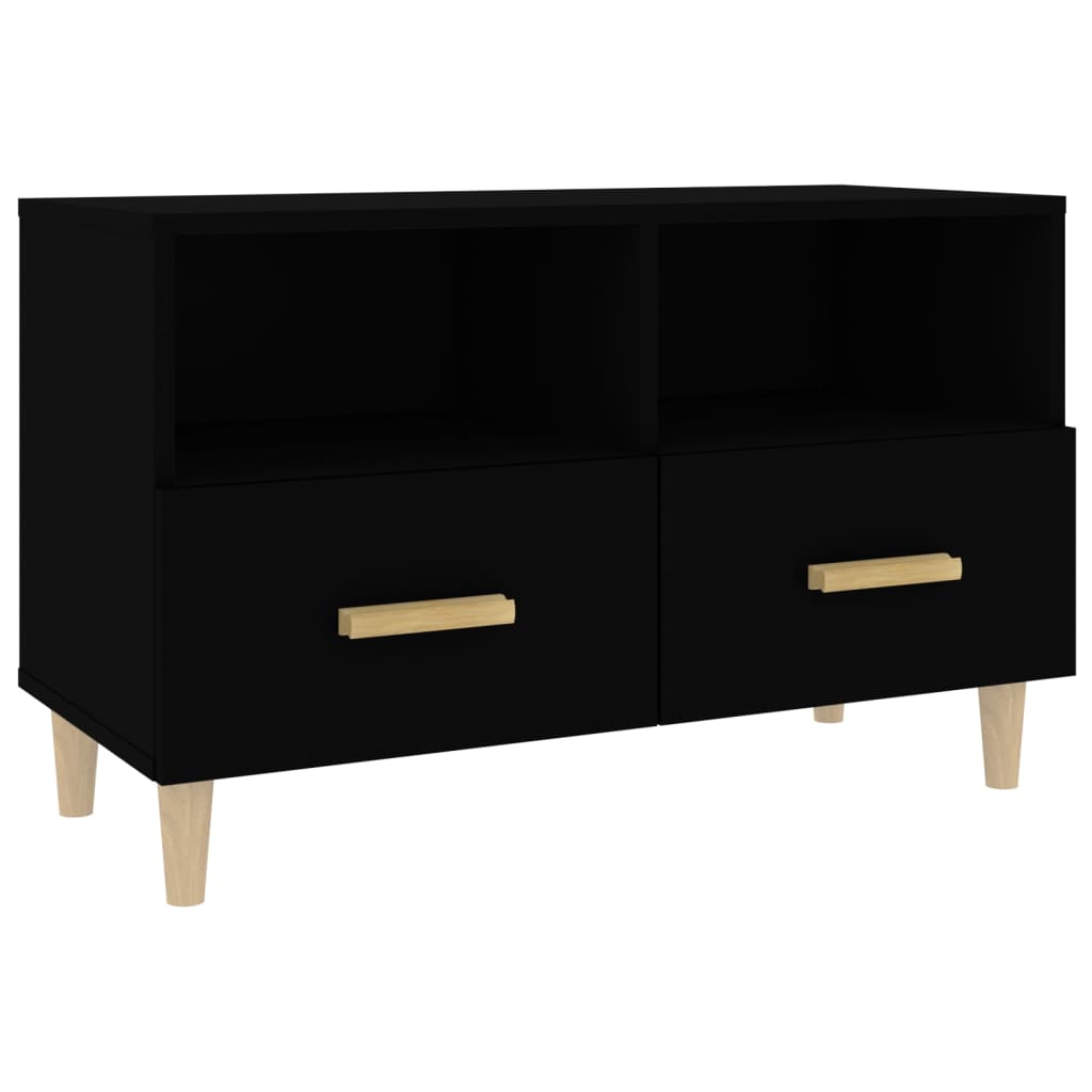 Fekete szerelt fa tv-szekrény 80 x 36 x 50 cm Fekete szerelt fa tv-szekrény 80 x 36 x 50 cm