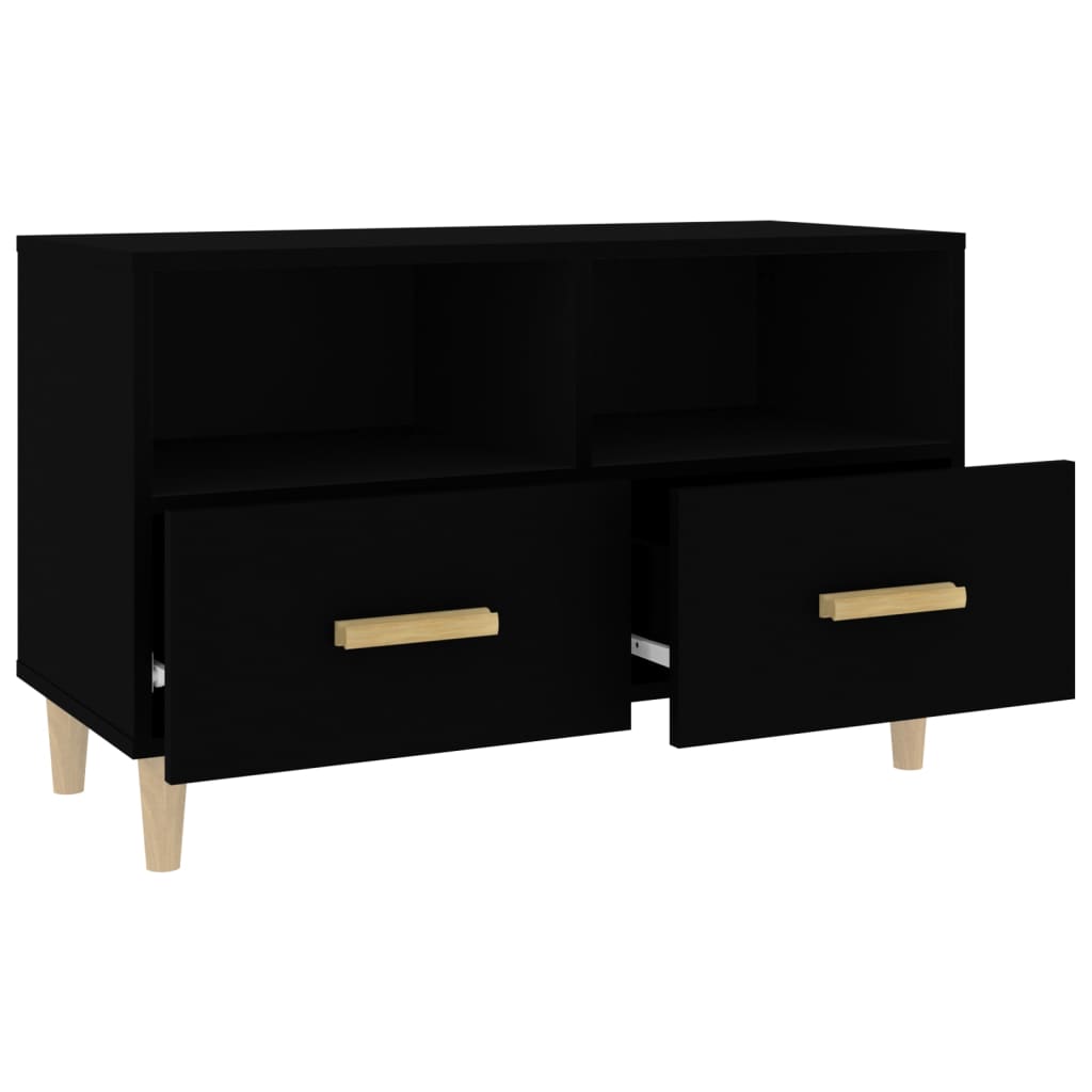 Fekete szerelt fa tv-szekrény 80 x 36 x 50 cm Fekete szerelt fa tv-szekrény 80 x 36 x 50 cm
