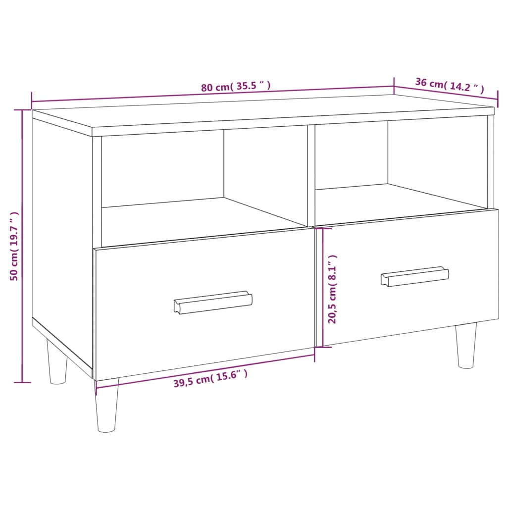 Fekete szerelt fa tv-szekrény 80 x 36 x 50 cm Fekete szerelt fa tv-szekrény 80 x 36 x 50 cm