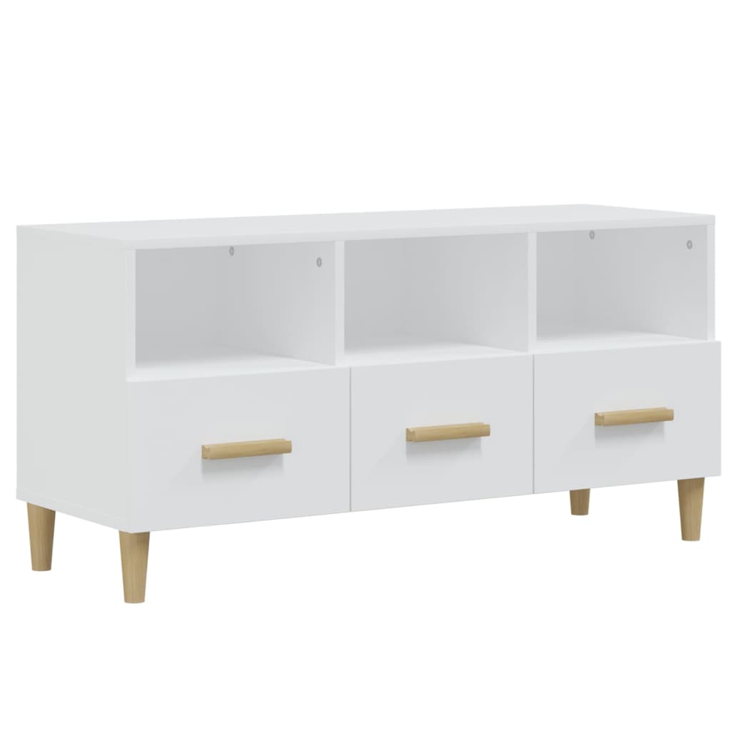 Fehér szerelt fa tv-szekrény 102 x 36 x 50 cm Fehér szerelt fa tv-szekrény 102 x 36 x 50 cm