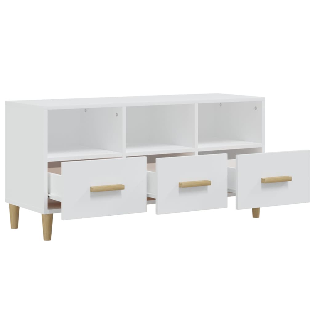 Fehér szerelt fa tv-szekrény 102 x 36 x 50 cm Fehér szerelt fa tv-szekrény 102 x 36 x 50 cm
