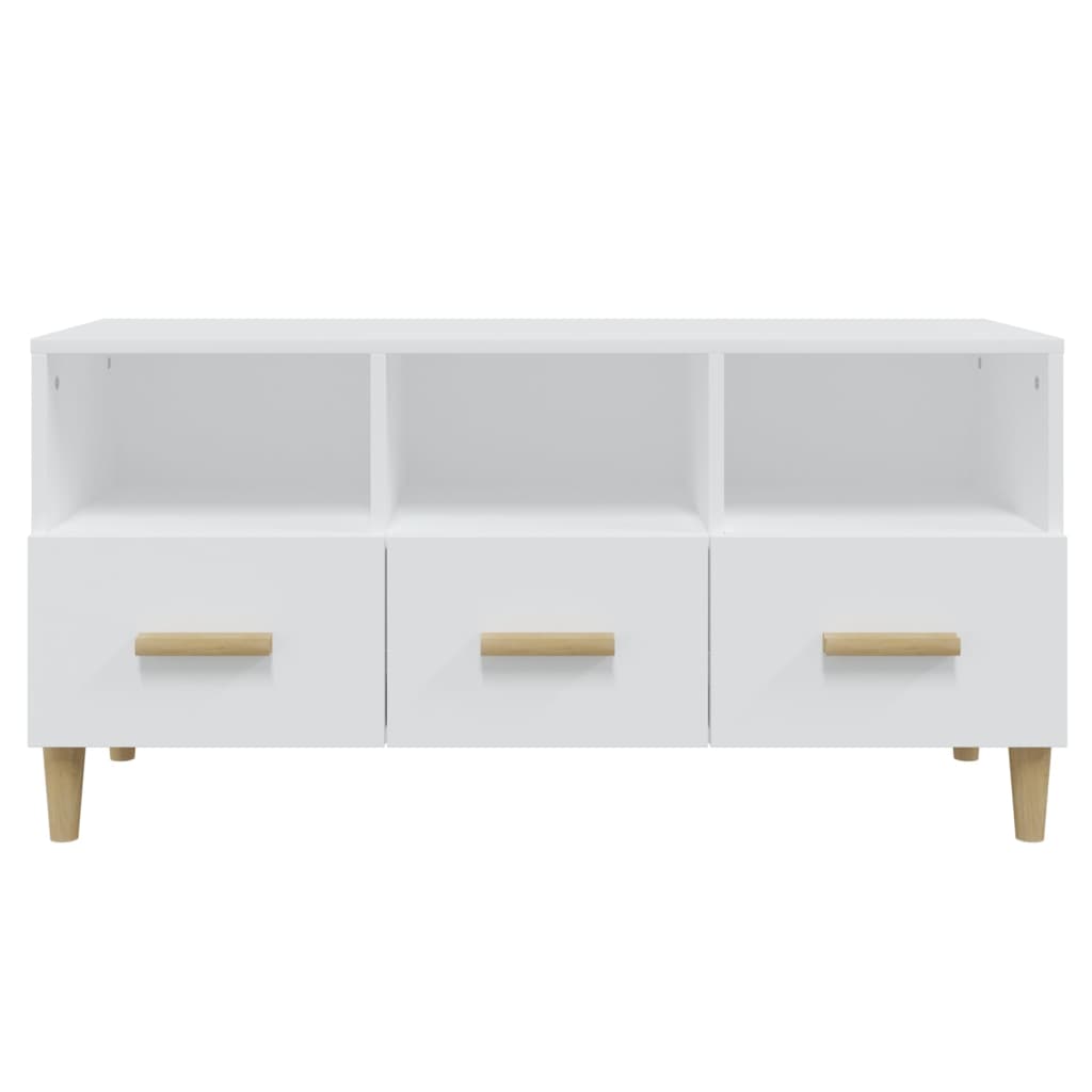 Fehér szerelt fa tv-szekrény 102 x 36 x 50 cm Fehér szerelt fa tv-szekrény 102 x 36 x 50 cm