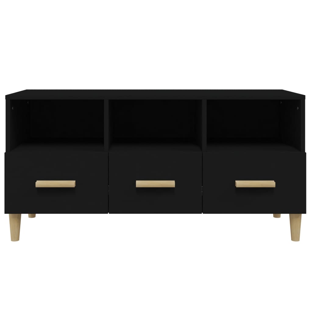 Fekete szerelt fa tv-szekrény 102 x 36 x 50 cm Fekete szerelt fa tv-szekrény 102 x 36 x 50 cm