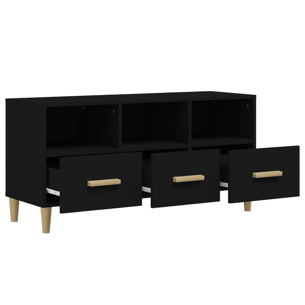 Fekete szerelt fa tv-szekrény 102 x 36 x 50 cm Fekete szerelt fa tv-szekrény 102 x 36 x 50 cm