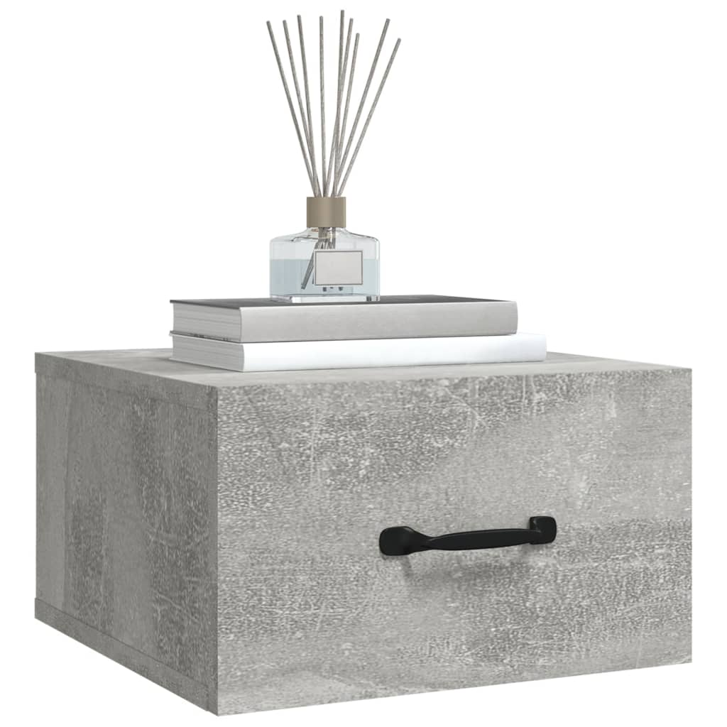2 db betonszürke falra szerelhető éjjeliszekrény 35x35x20 cm