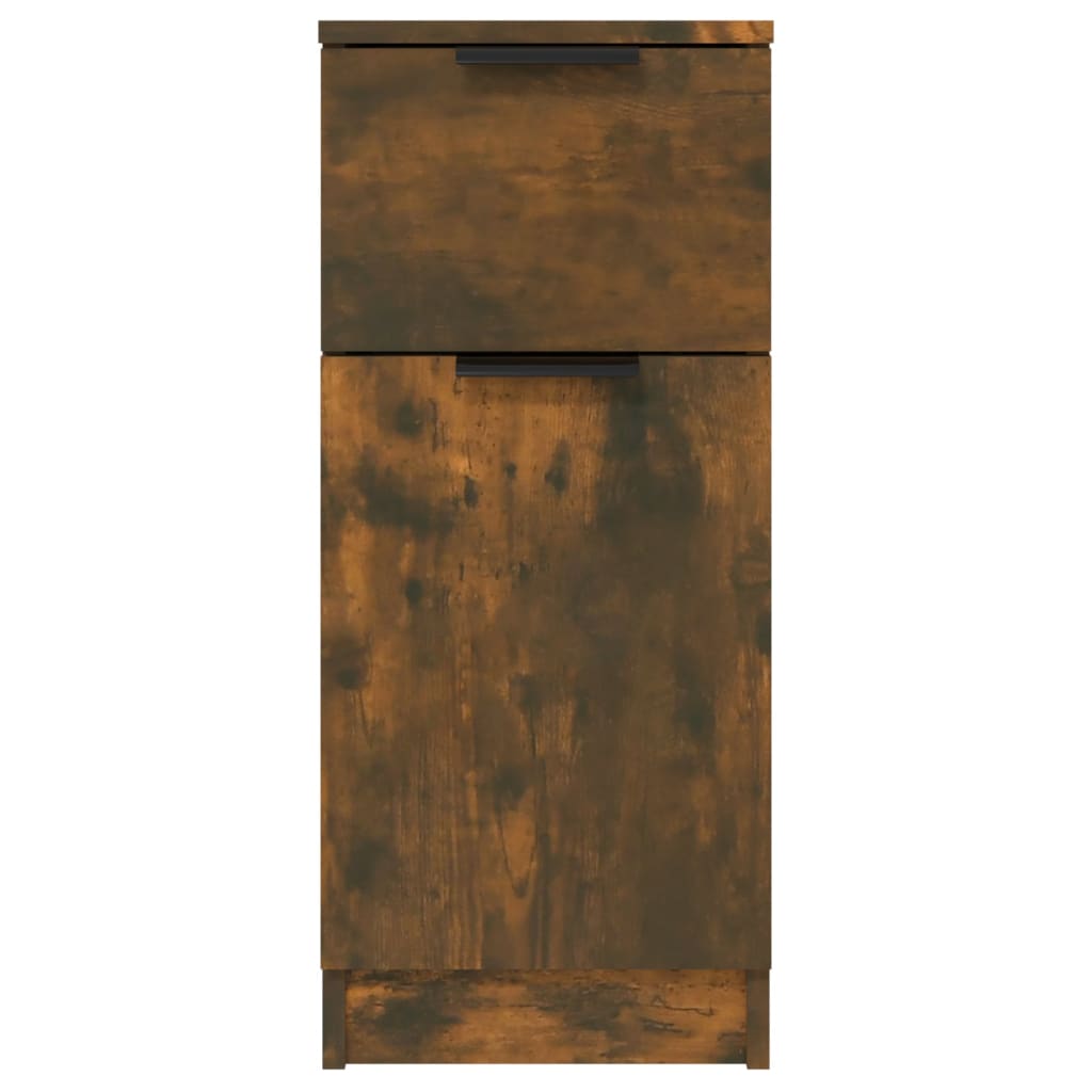 2 db füstös tölgy színű szerelt fa tálalószekrény 30x30x70 cm