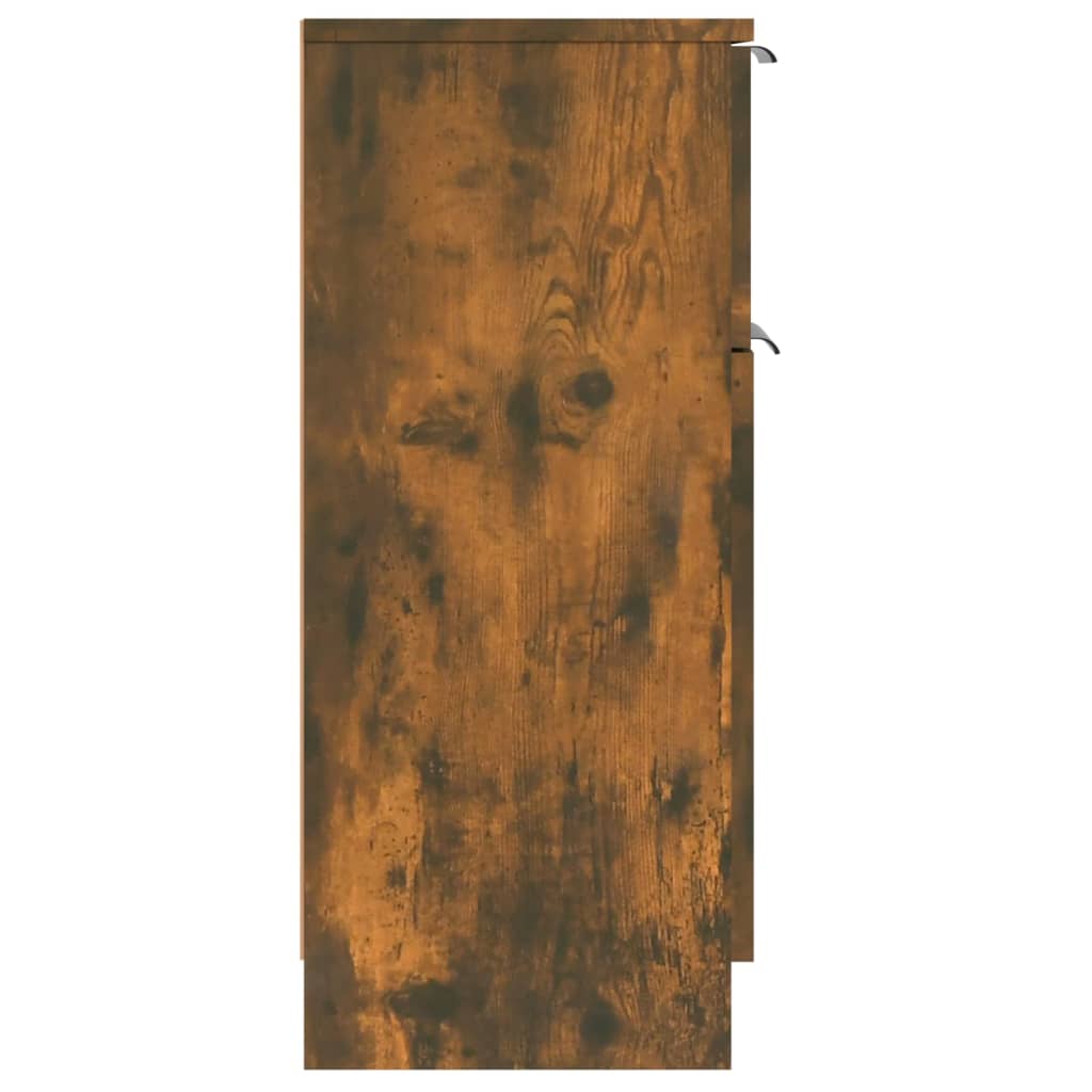 2 db füstös tölgy színű szerelt fa tálalószekrény 30x30x70 cm
