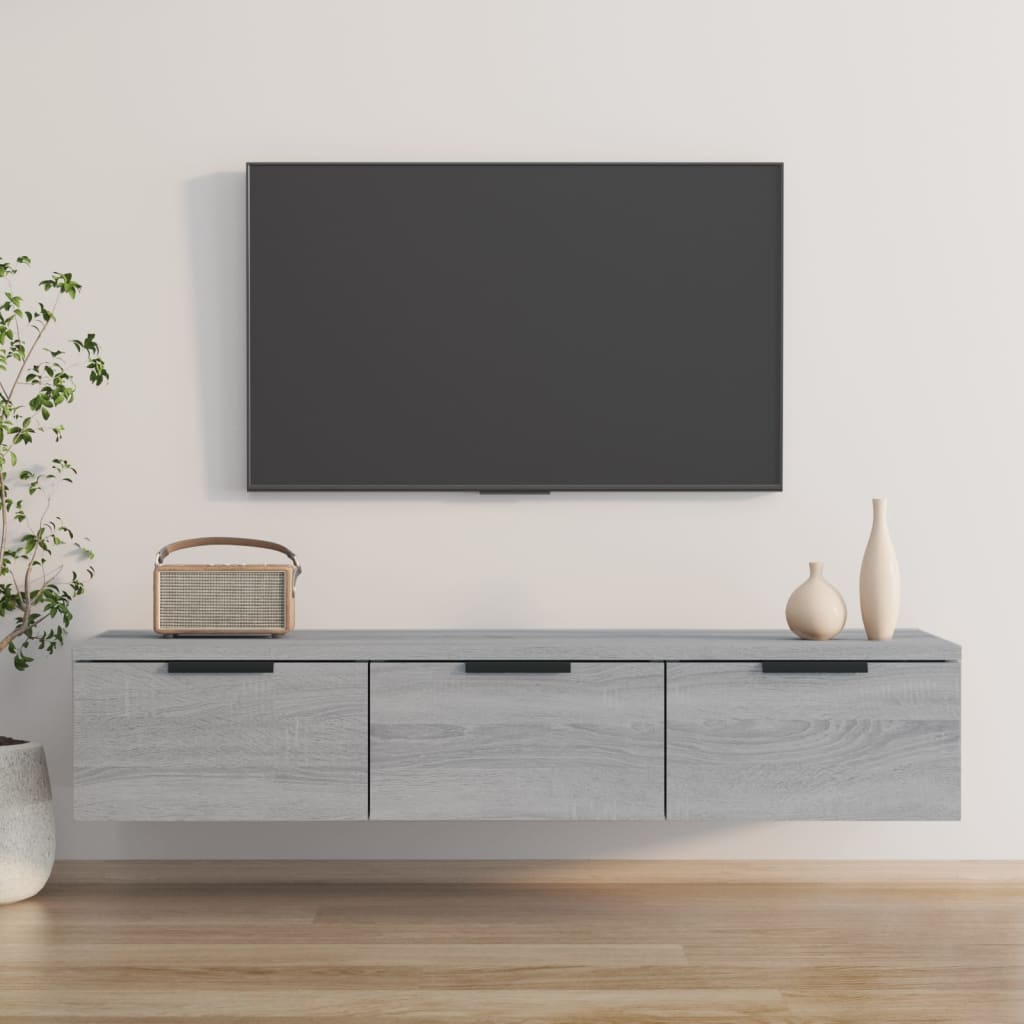 Szürke sonoma színű szerelt fa faliszekrény 102 x 30 x 20 cm