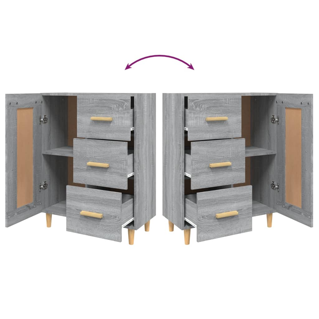 Szürke sonoma színű szerelt fa tálalószekrény 69,5 x 34 x 90 cm
