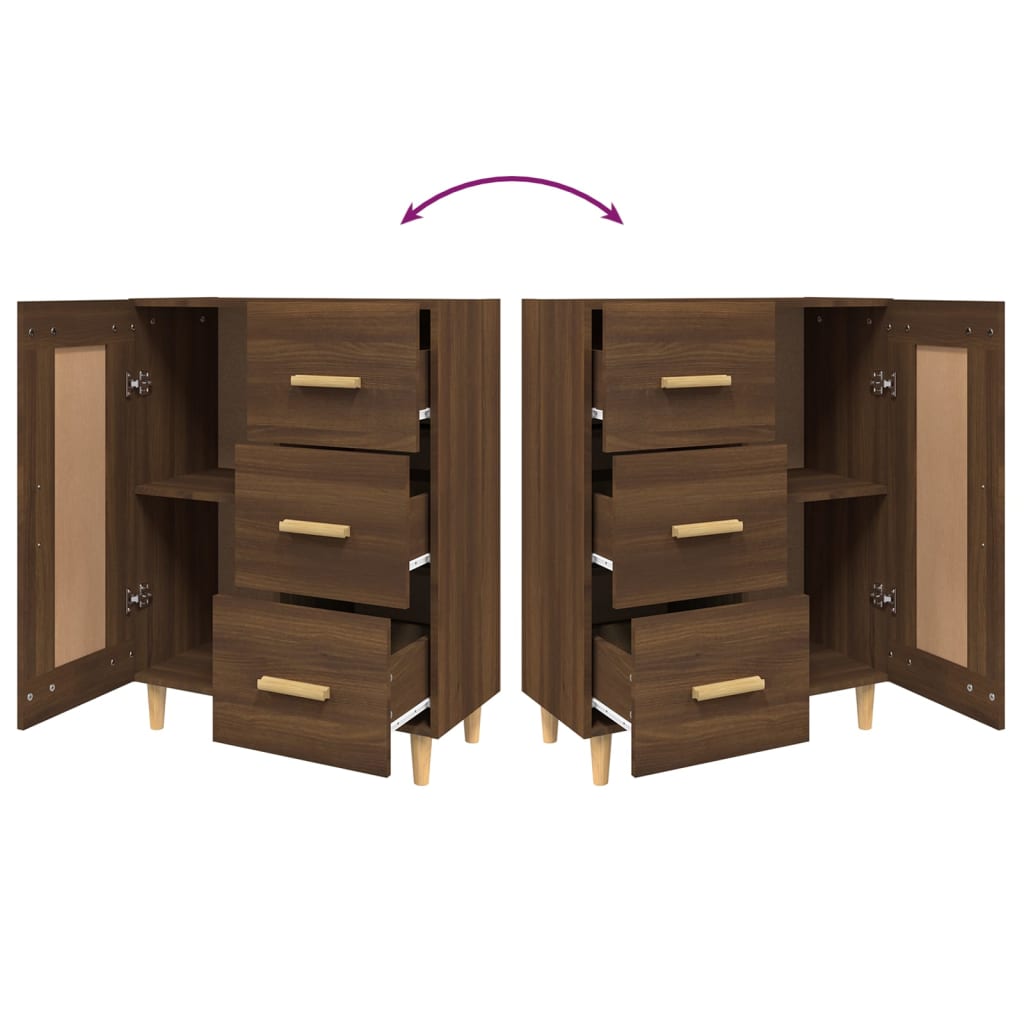 Barna tölgyszínű szerelt fa tálalószekrény 69,5 x 34 x 90 cm