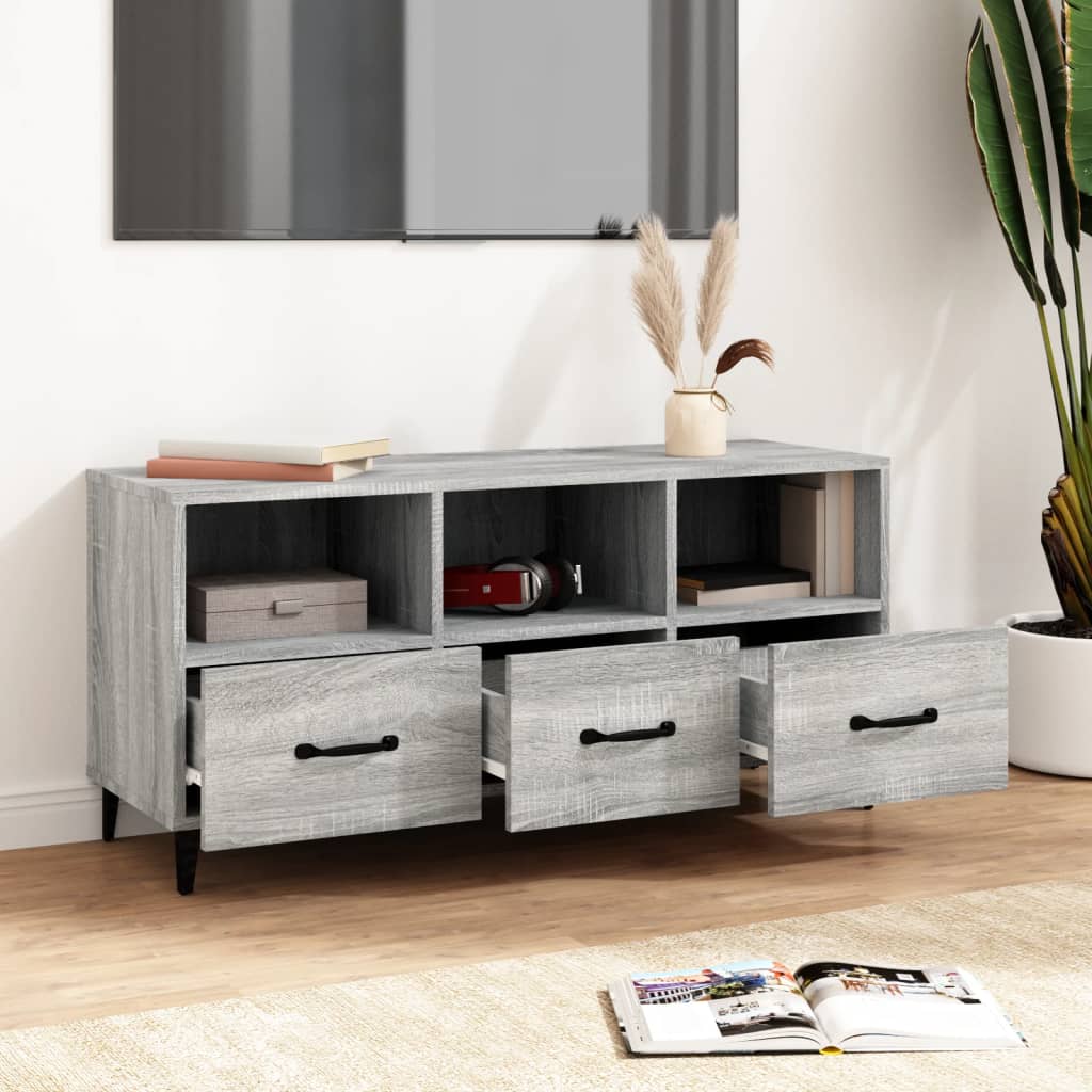 Szürke sonoma színű szerelt fa tv-szekrény 102 x 35 x 50 cm