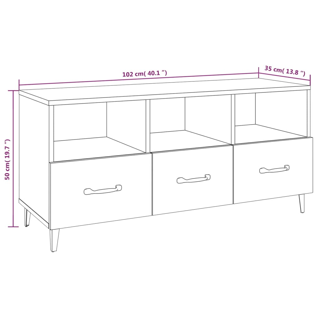 Szürke sonoma színű szerelt fa tv-szekrény 102 x 35 x 50 cm