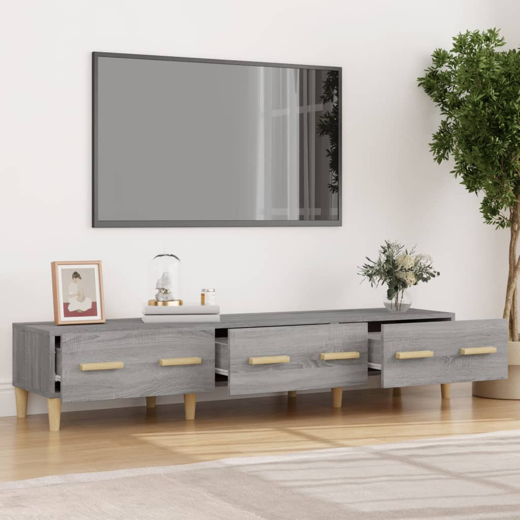Szürke sonoma színű szerelt fa tv-szekrény 150 x 34,5 x 30 cm