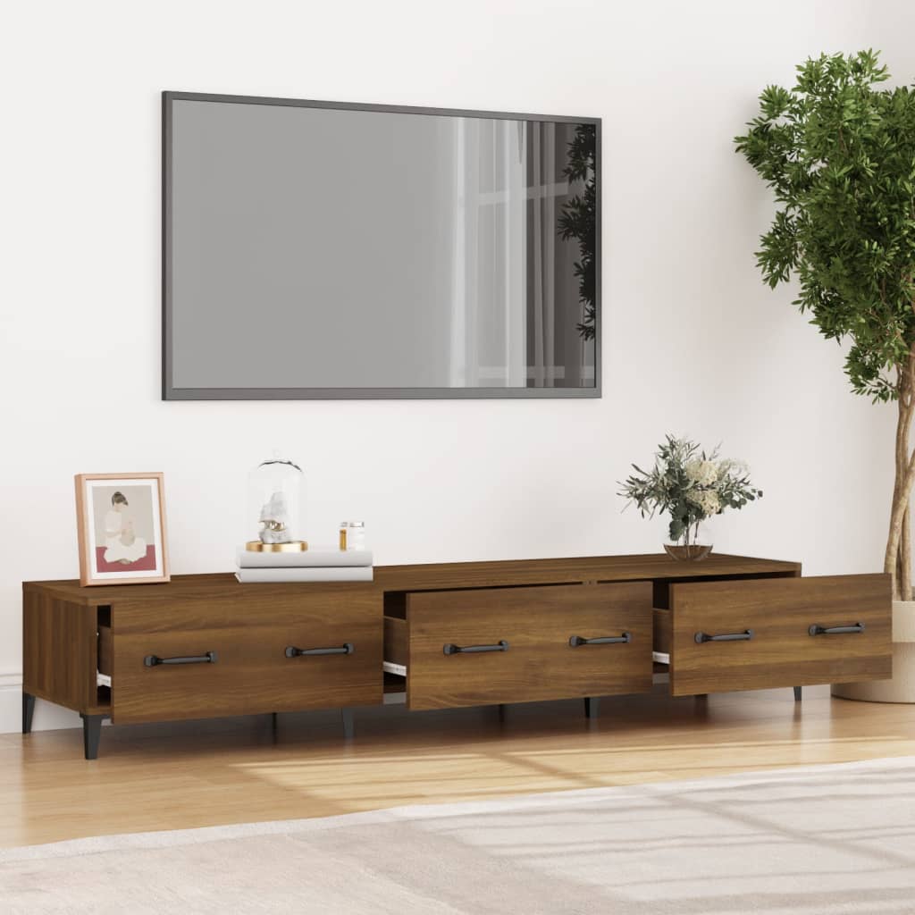 Barna tölgyszínű szerelt fa tv-szekrény 150 x 34,5 x 30 cm Barna tölgyszínű szerelt fa tv-szekrény 150 x 34,5 x 30 cm