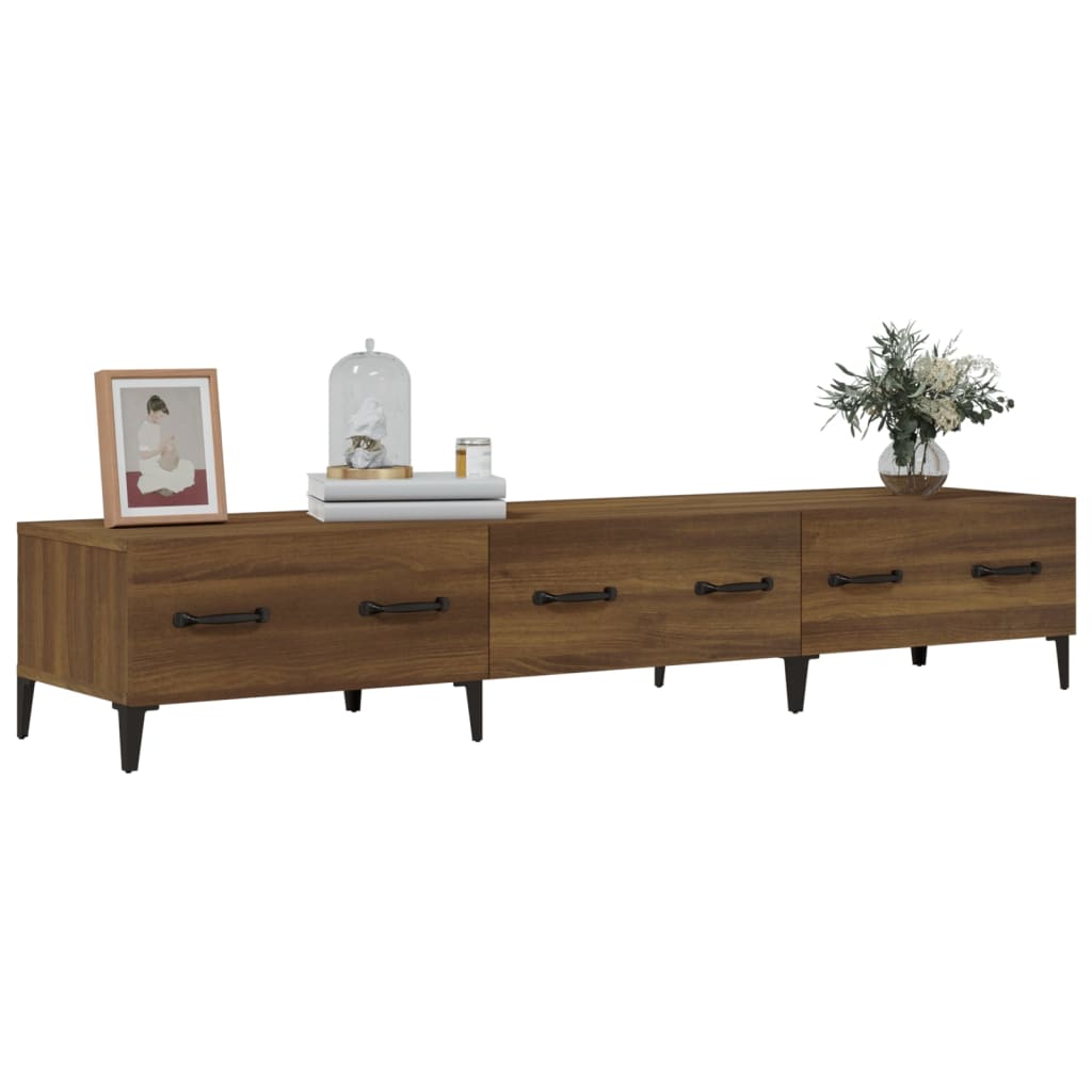 Barna tölgyszínű szerelt fa tv-szekrény 150 x 34,5 x 30 cm Barna tölgyszínű szerelt fa tv-szekrény 150 x 34,5 x 30 cm