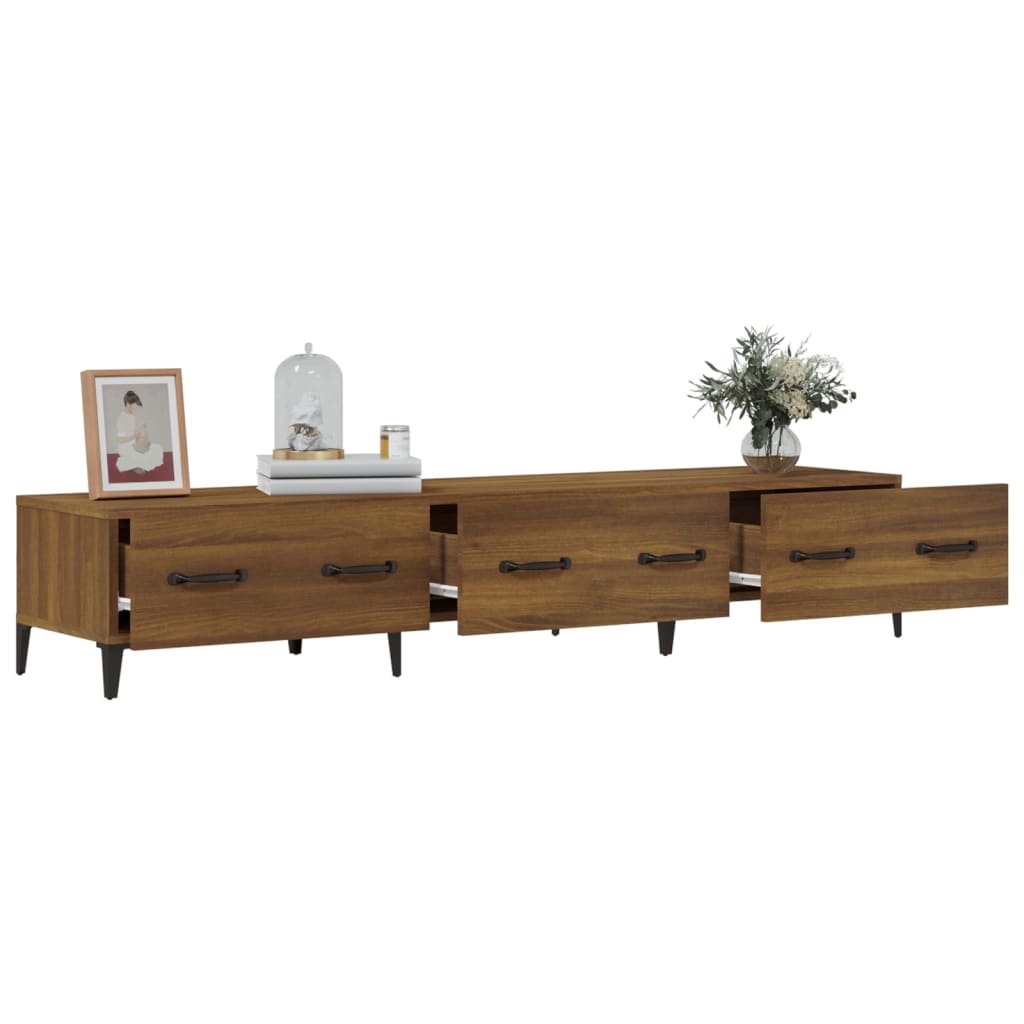 Barna tölgyszínű szerelt fa tv-szekrény 150 x 34,5 x 30 cm Barna tölgyszínű szerelt fa tv-szekrény 150 x 34,5 x 30 cm
