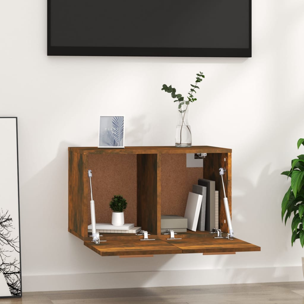Füstös tölgyszínű szerelt fa faliszekrény 60x36,5x35 cm Füstös tölgyszínű szerelt fa faliszekrény 60x36,5x35 cm