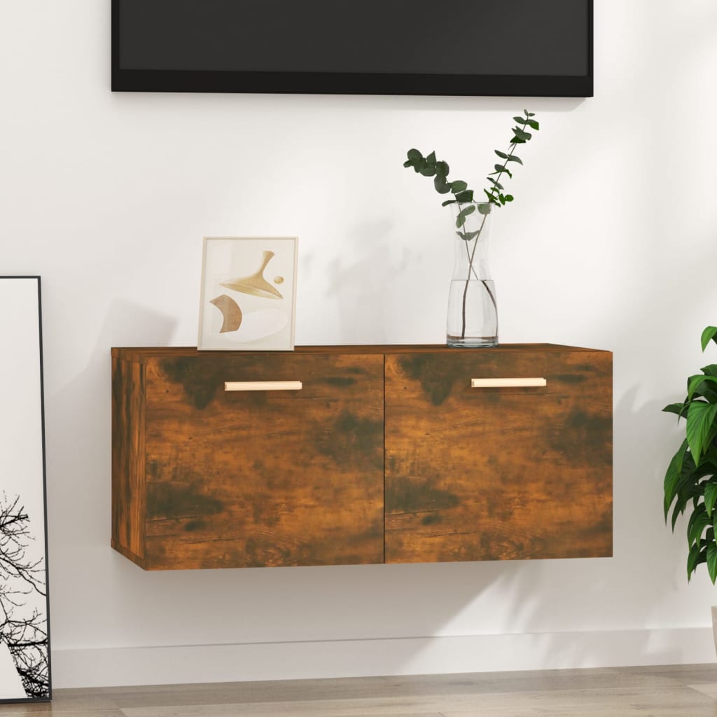 Füstös tölgy színű szerelt fa faliszekrény 80 x 35 x 36,5 cm