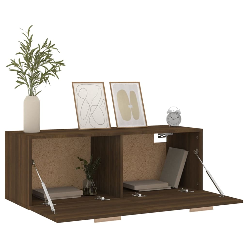 Barna tölgy színű szerelt fa faliszekrény 100 x 36,5 x 35 cm Barna tölgy színű szerelt fa faliszekrény 100 x 36,5 x 35 cm