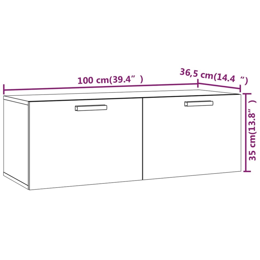 Barna tölgy színű szerelt fa faliszekrény 100 x 36,5 x 35 cm Barna tölgy színű szerelt fa faliszekrény 100 x 36,5 x 35 cm