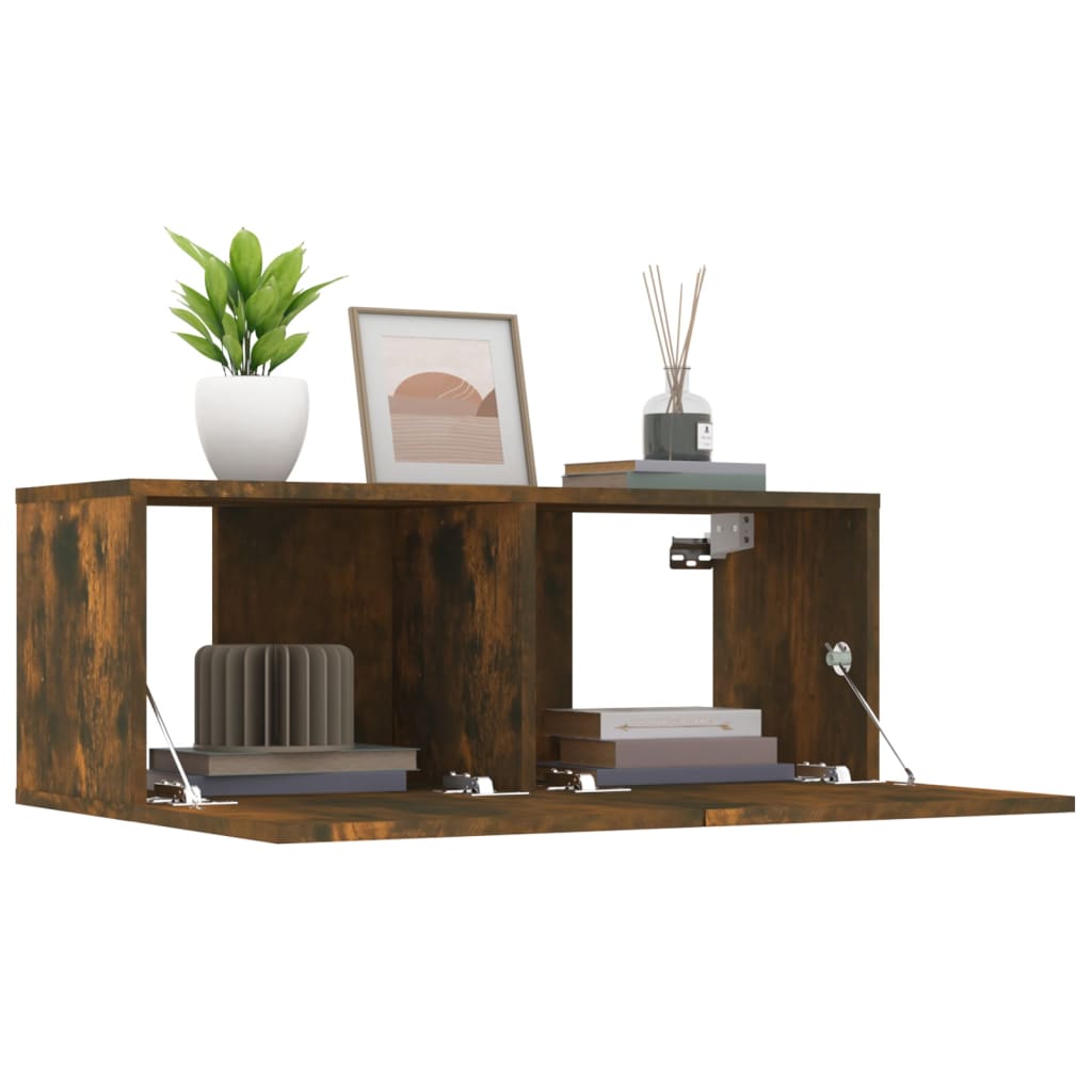 2 db füstös tölgy színű szerelt fa tv-szekrény 80 x 30 x 30 cm