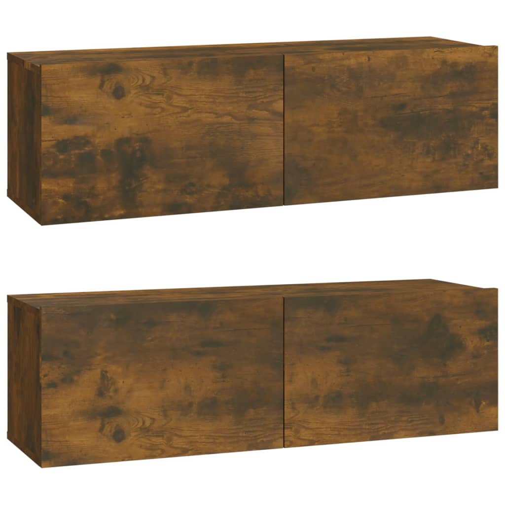 2 db füstös -tölgyszín szerelt fa fali tv-szekrény 100x30x30 cm 2 db füstös -tölgyszín szerelt fa fali tv-szekrény 100x30x30 cm