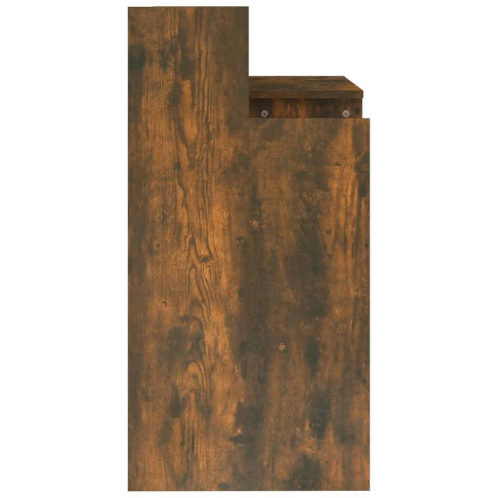 Füstös tölgy színű szerelt fa íróasztal led-ekkel 97x90x45 cm