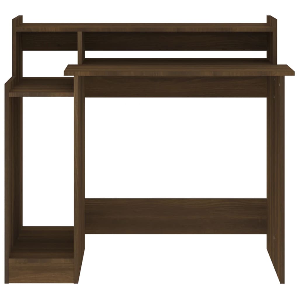 Barna tölgy színű szerelt fa íróasztal led-ekkel 97x90x45 cm