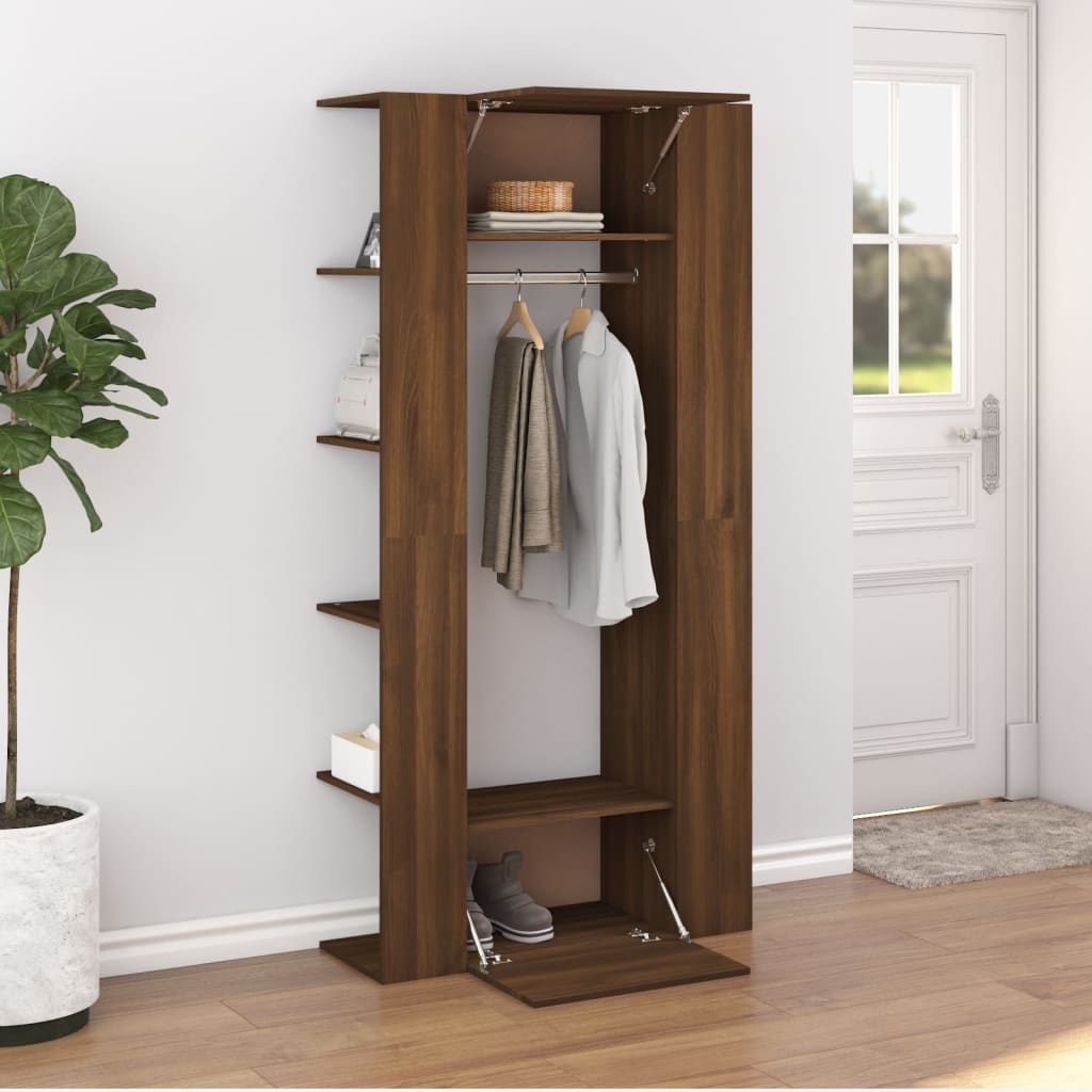 Barna tölgyszínű szerelt fa előszobaszekrény 97,5 x 37 x 99 cm Barna tölgyszínű szerelt fa előszobaszekrény 97,5 x 37 x 99 cm