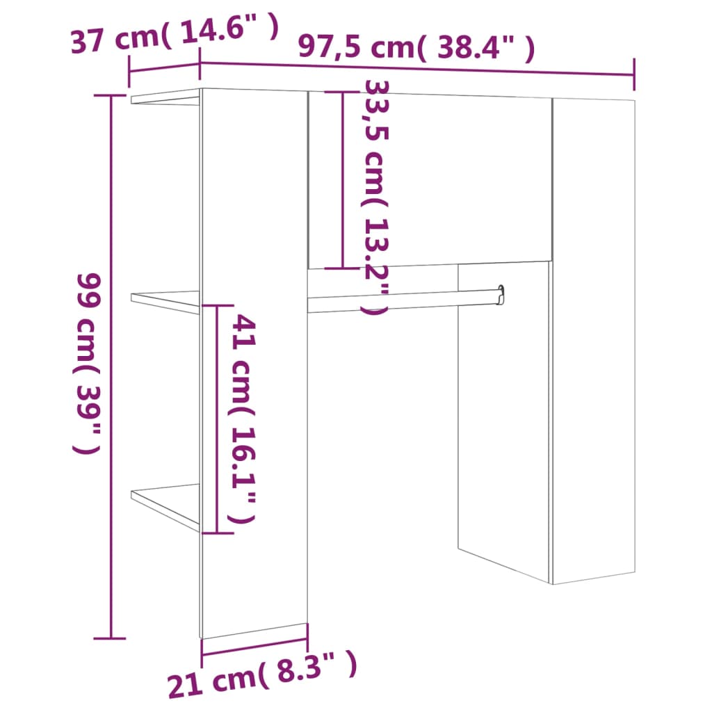 Barna tölgyszínű szerelt fa előszobaszekrény 97,5 x 37 x 99 cm Barna tölgyszínű szerelt fa előszobaszekrény 97,5 x 37 x 99 cm
