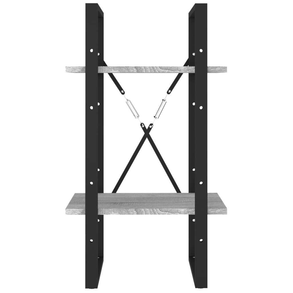 2 szintes szürke sonoma szerelt fa könyvszekrény 40x30x70 cm