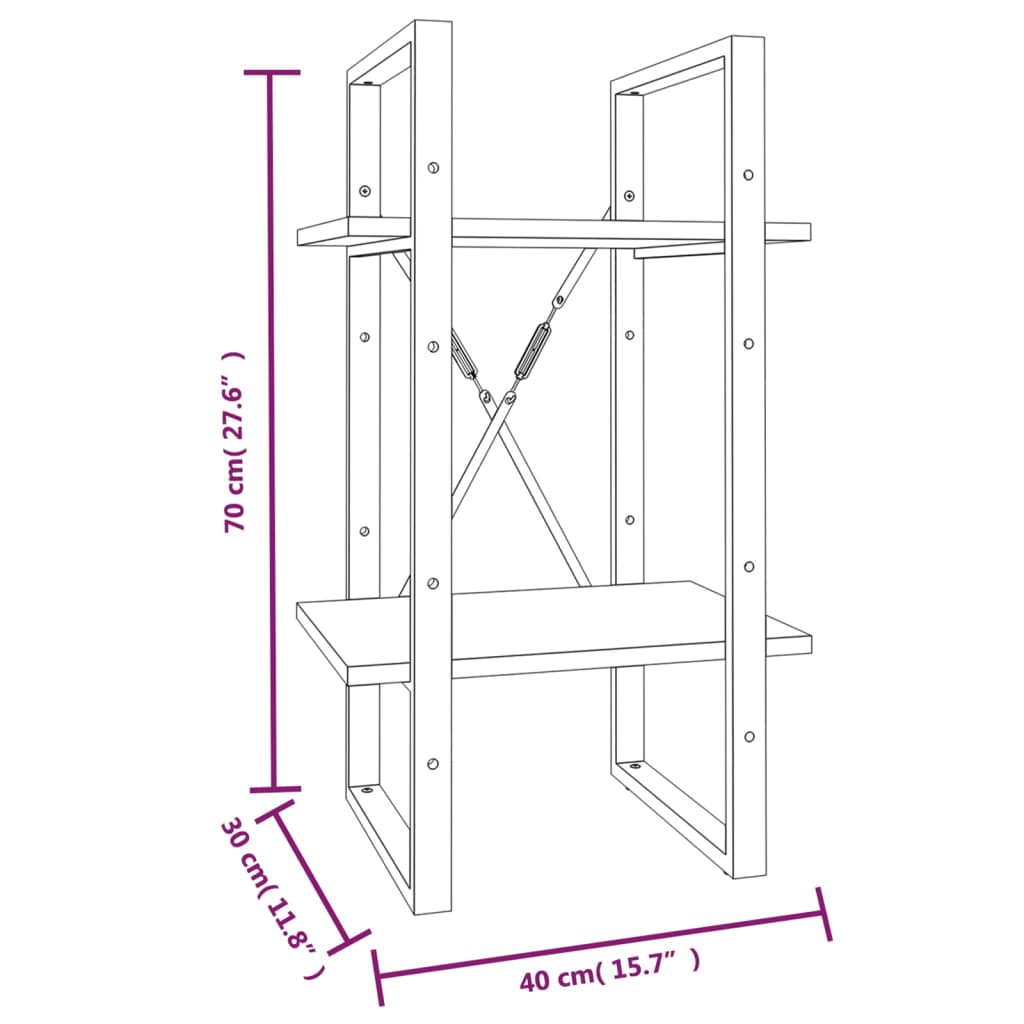 2 szintes barna tölgyszínű szerelt fa könyvszekrény 40x30x70 cm 2 szintes barna tölgyszínű szerelt fa könyvszekrény 40x30x70 cm