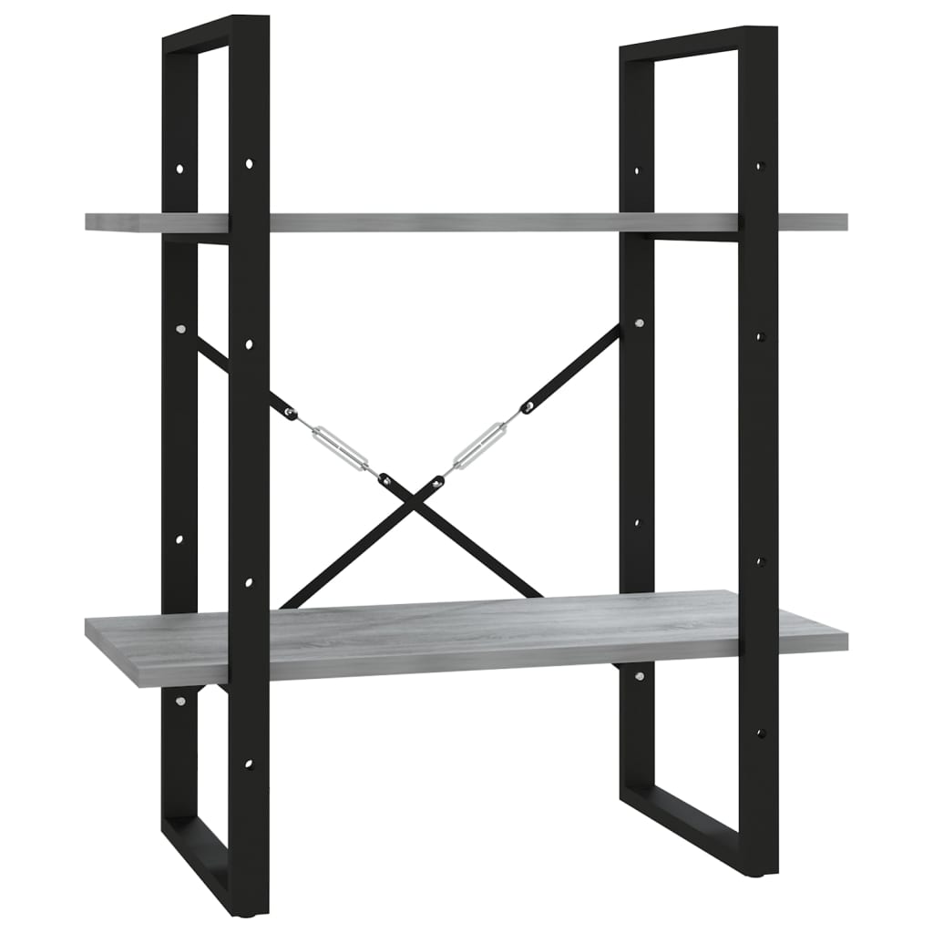 2-szintes szürke sonoma szerelt fa könyvszekrény 60x30x70 cm 2-szintes szürke sonoma szerelt fa könyvszekrény 60x30x70 cm