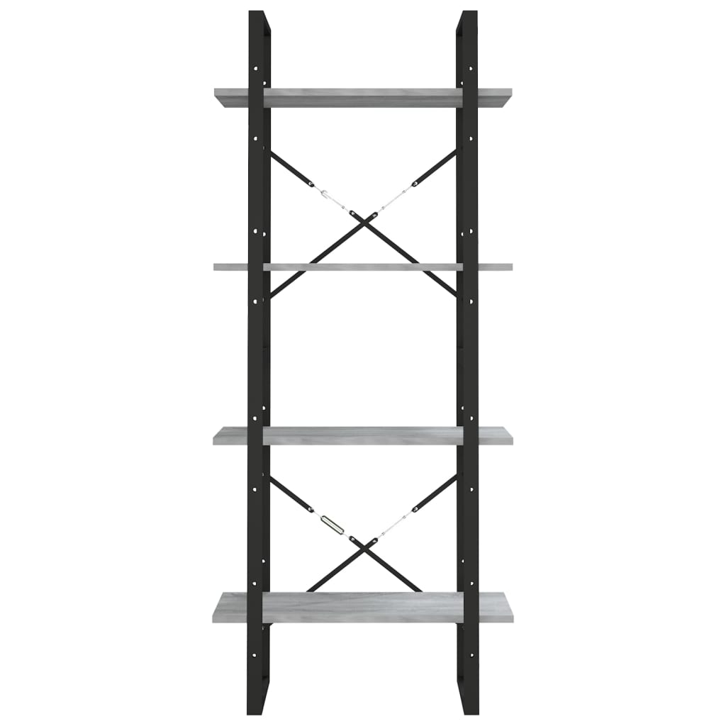 4 szintes szürke sonoma szerelt fa könyvszekrény 60x30x140 cm