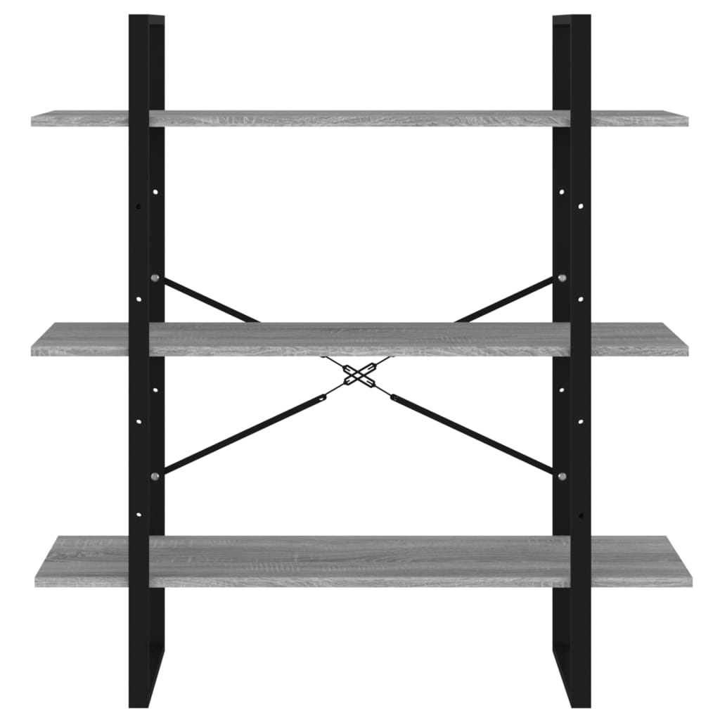 Szürke sonoma színű szerelt fa könyvszekrény 100 x 30 x 105 cm