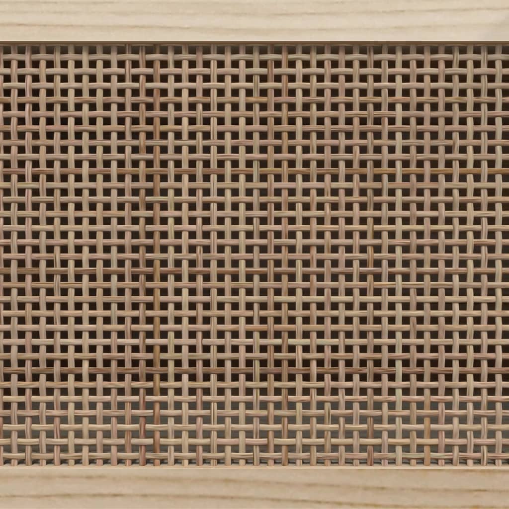 Fekete fenyőfa és természetes rattan tv-szekrény 80x30x40 cm