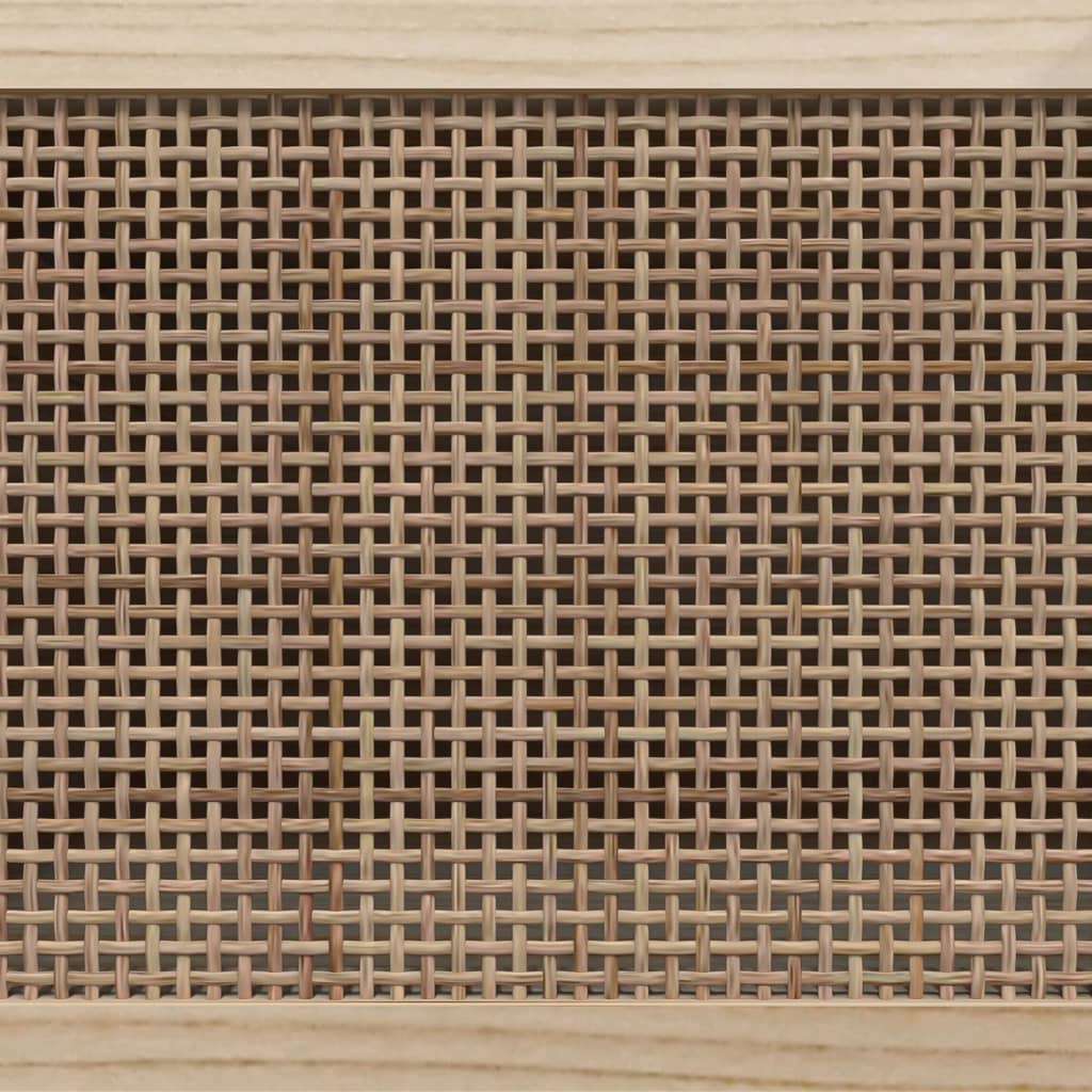 Barna tömör fenyő és természetes rattan tv-szekrény 80x30x40 cm