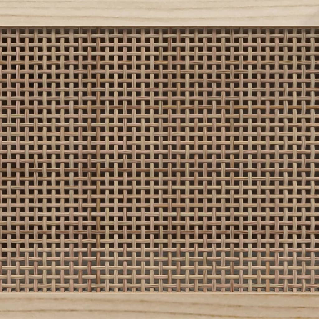 Fehér fenyőfa és természetes rattan tv-szekrény 105x30x40 cm