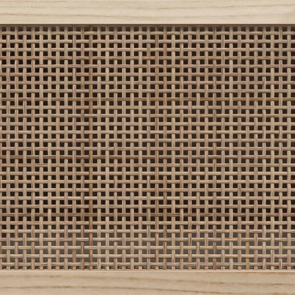 Fekete fenyőfa és természetes rattan tv-szekrény 105x30x40 cm