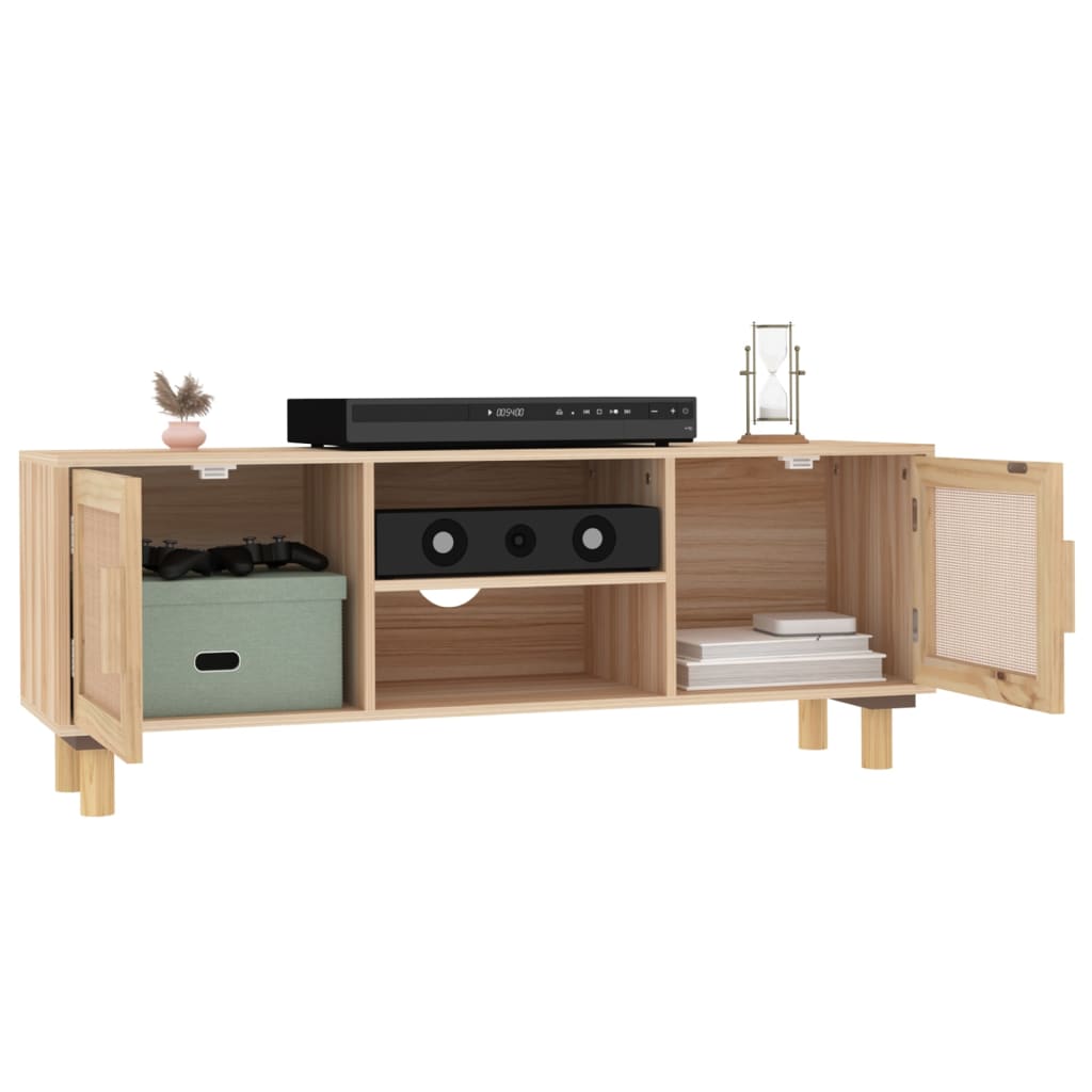 Barna fenyőfa és természetes rattan tv-szekrény 105x30x40 cm Barna fenyőfa és természetes rattan tv-szekrény 105x30x40 cm