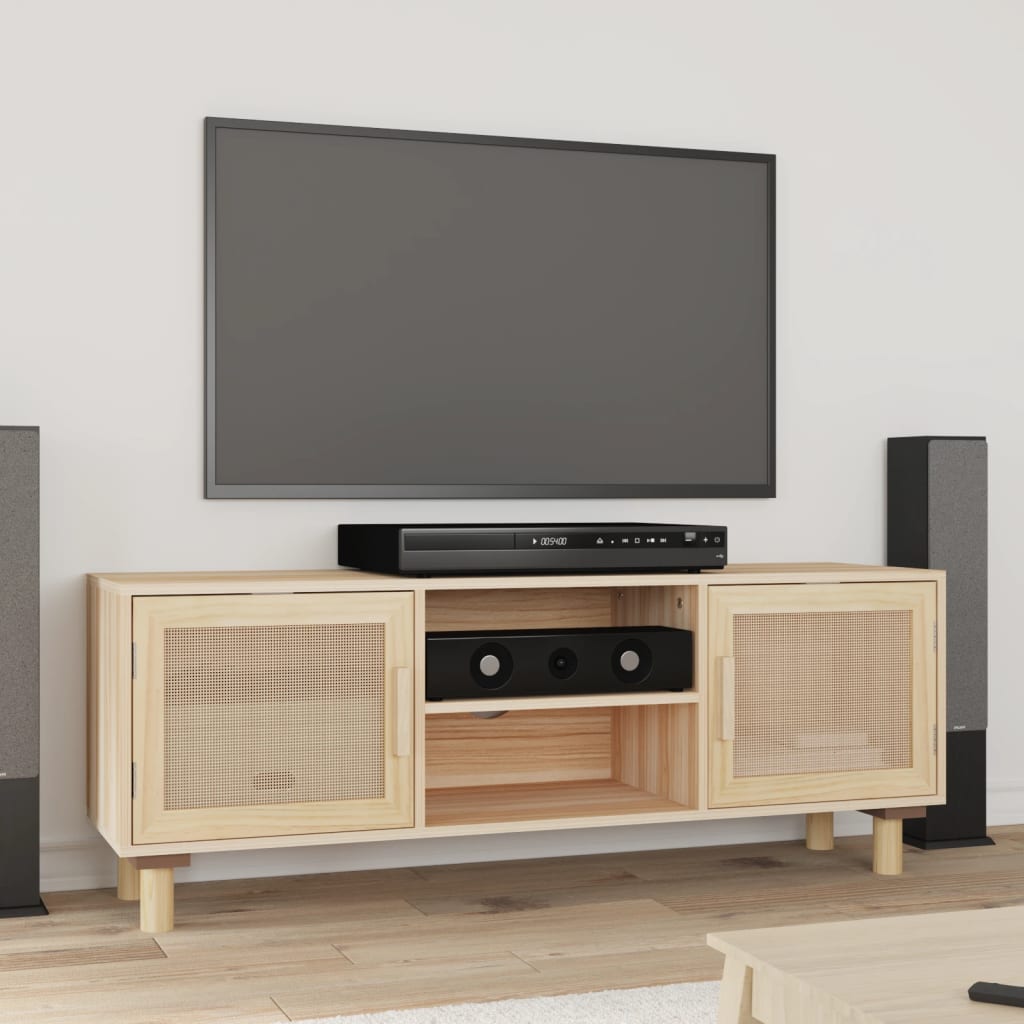 Barna fenyőfa és természetes rattan tv-szekrény 105x30x40 cm Barna fenyőfa és természetes rattan tv-szekrény 105x30x40 cm