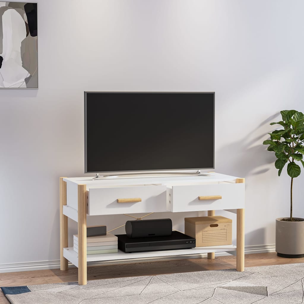 Fehér szerelt fa tv-szekrény 82x38x45 cm