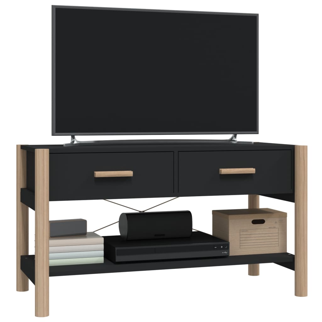 Fekete szerelt fa tv-szekrény 82x38x45 cm