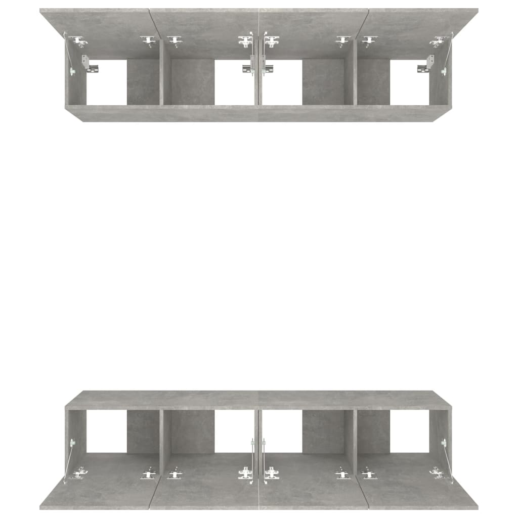 Vidaxl4 db betonszürke szerelt fa fali tv-szekrény 80 x 30 x 30 cm Vidaxl4 db betonszürke szerelt fa fali tv-szekrény 80 x 30 x 30 cm