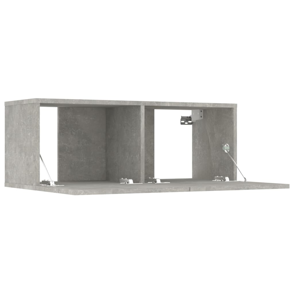 Vidaxl4 db betonszürke szerelt fa fali tv-szekrény 80 x 30 x 30 cm Vidaxl4 db betonszürke szerelt fa fali tv-szekrény 80 x 30 x 30 cm