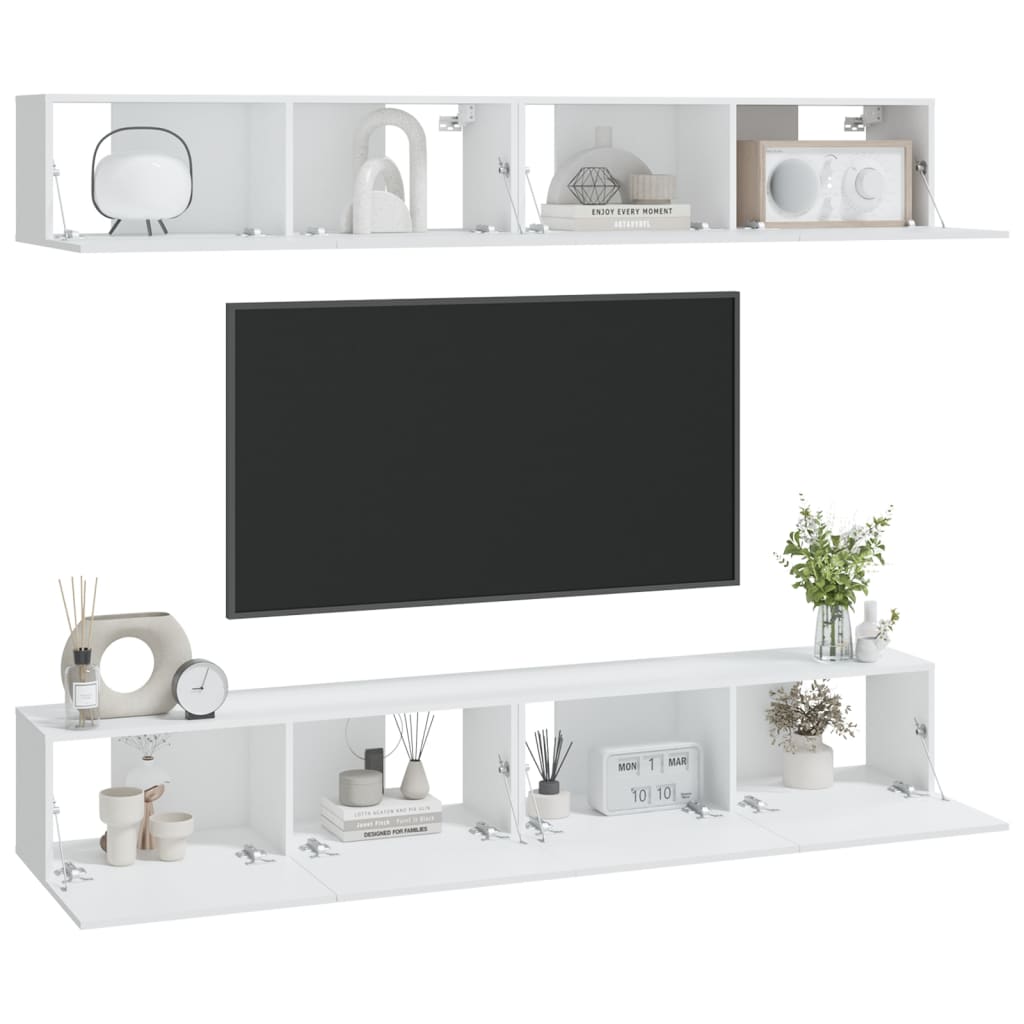 4 db fehér fali tv-szekrény 100 x 30 x 30 cm 4 db fehér fali tv-szekrény 100 x 30 x 30 cm