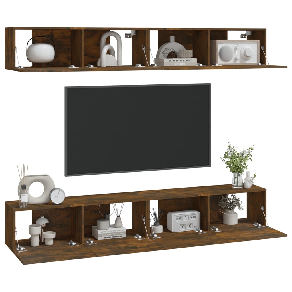 4 db füstös tölgy színű fali tv-szekrény 100 x 30 x 30 cm