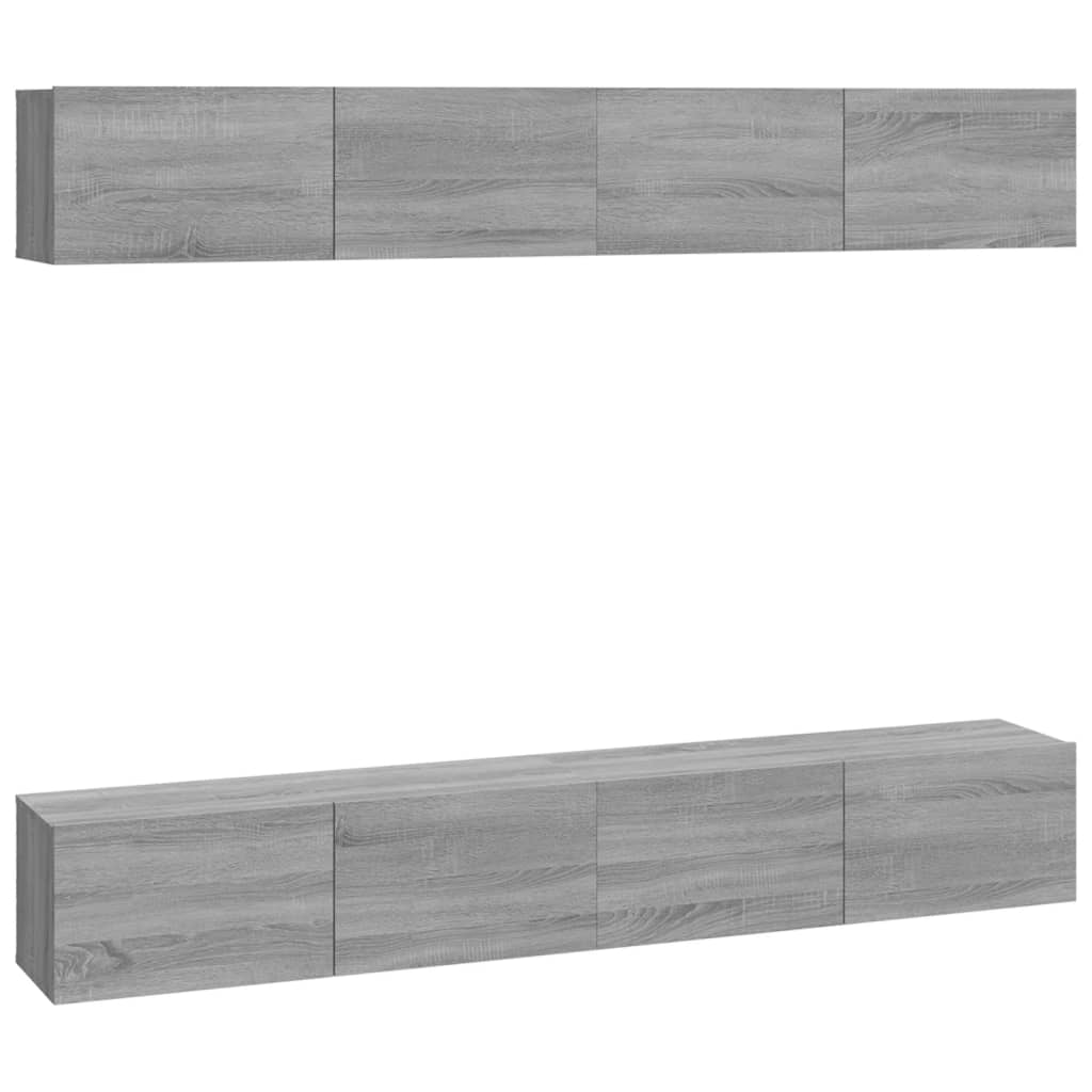 4 db szürke sonoma színű fali tv-szekrény 100 x 30 x 30 cm 4 db szürke sonoma színű fali tv-szekrény 100 x 30 x 30 cm