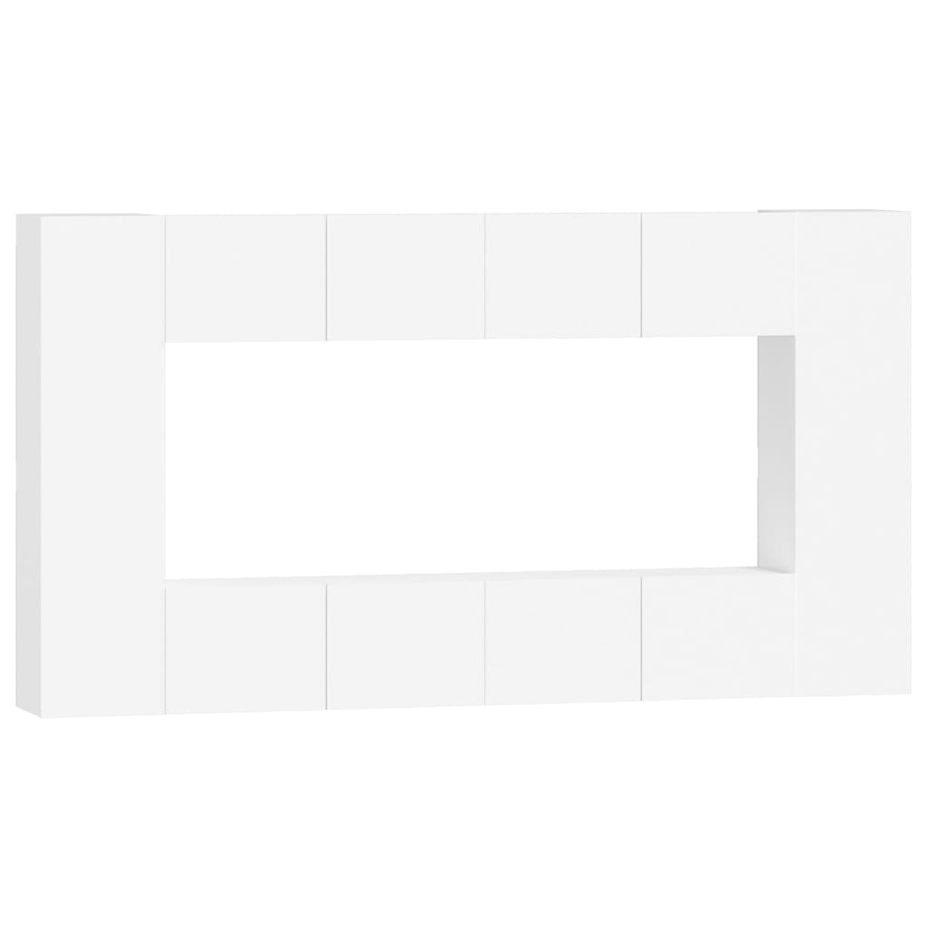 8 részes fehér szerelt fa tv-szekrényszett