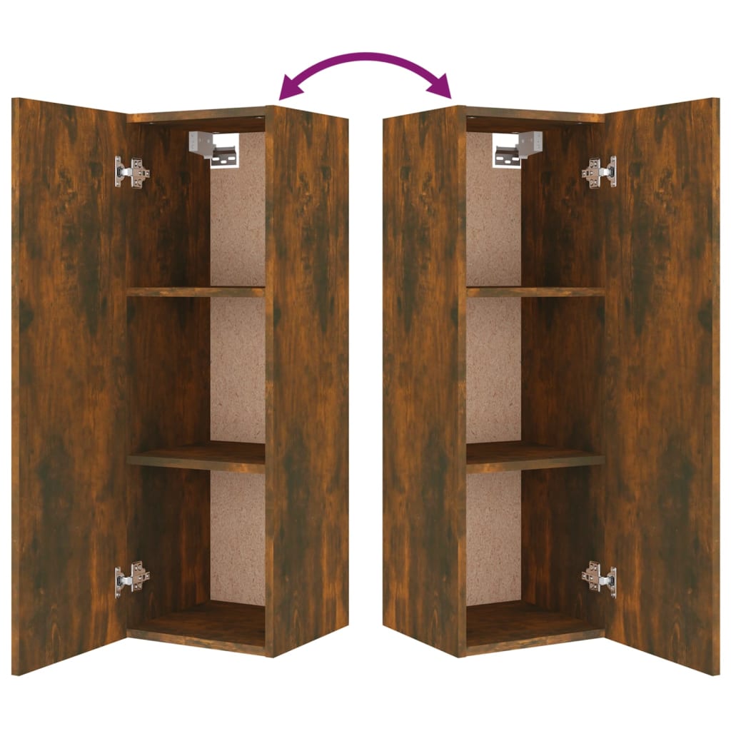 8-részes füstös tölgyszínű szerelt fa tv-szekrényszett